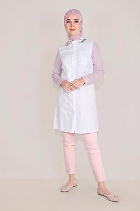 تونیک حجاب صورتی زنانه %100 پنبه TRENDTESETTÜR - کد 703194096
