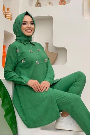 تونیک حجاب سبز زنانه مخلوط پلی استر TRENDTESETTÜR - کد 650001830