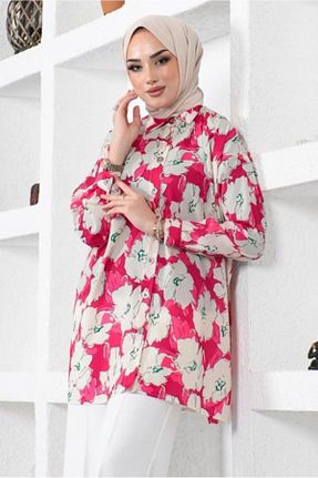 تونیک حجاب صورتی زنانه پنبه ای TRENDTESETTÜR - کد 734342435
