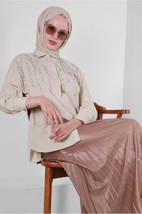 تونیک حجاب بژ زنانه پلی استر TRENDTESETTÜR - کد 676149391