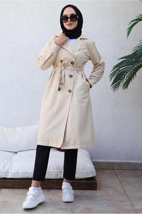 ترنچکت حجاب بژ زنانه پلی استر TRENDTESETTÜR - کد 754735192