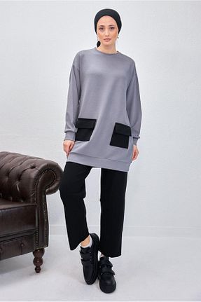 ست بالاتنه و پائین تنه حجاب طوسی زنانه رگولار TRENDTESETTÜR - کد 788862007