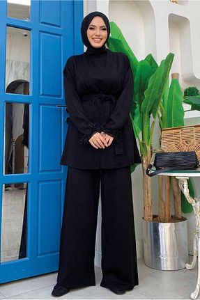 ست بالاتنه و پائین تنه حجاب مشکی زنانه رگولار TRENDTESETTÜR - کد 799161071