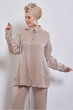 ست بالاتنه و پائین تنه حجاب بژ زنانه رگولار TRENDTESETTÜR - کد 820122032