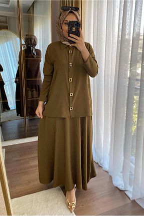 ست بالاتنه و پائین تنه حجاب قهوه ای زنانه رگولار TRENDTESETTÜR - کد 817598329