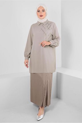دامن حجاب قهوه ای زنانه رگولار TRENDTESETTÜR - کد 829166328