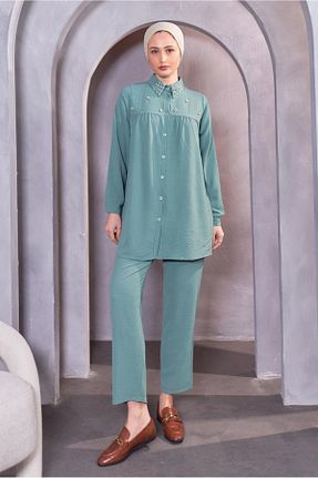 ست بالاتنه و پائین تنه حجاب سبز زنانه رگولار TRENDTESETTÜR - کد 820141458