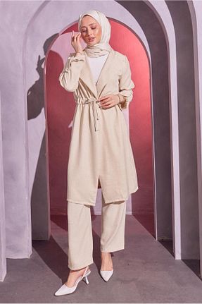 ست بالاتنه و پائین تنه حجاب بژ زنانه رگولار TRENDTESETTÜR - کد 835162393