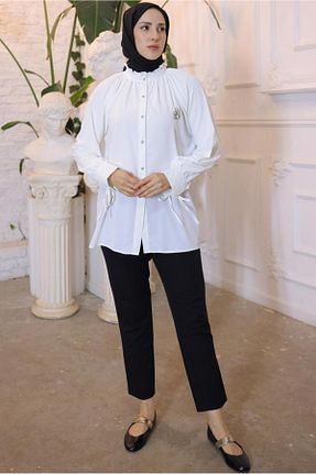 تونیک حجاب بژ زنانه پنبه پلی استر TRENDTESETTÜR - کد 822238163