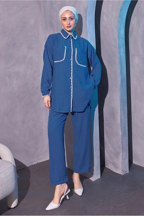 ست بالاتنه و پائین تنه حجاب سرمه ای زنانه رگولار TRENDTESETTÜR - کد 835021164