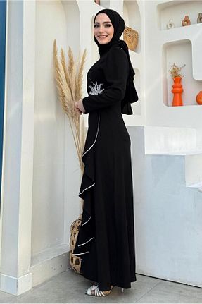 لباس مجلسی حجاب مشکی زنانه یقه ایستاده TRENDTESETTÜR - کد 815719254