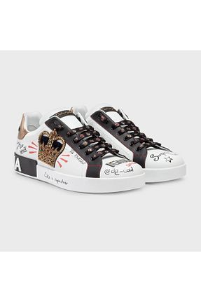 کفش اسنیکر سفید مردانه چرم اصل Dolce&Gabbana - کد 872061460