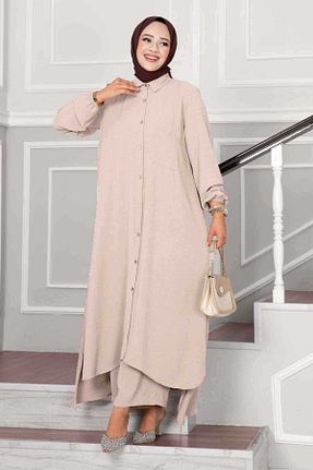 ست بالاتنه و پائین تنه بژ زنانه بافتنی EBRUTESETTÜR - کد 872066246