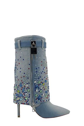 چکمه آبی زنانه چرم مصنوعی Moulin Shoes - کد 872074401