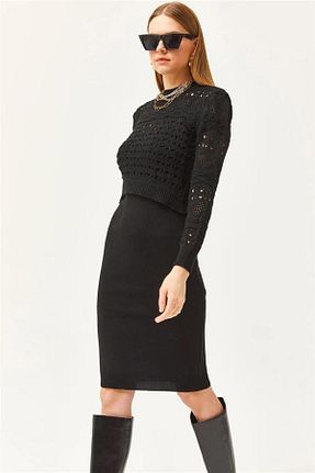 لباس مشکی زنانه بافتنی Fashion Friends - کد 872086026