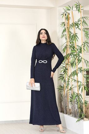 لباس مجلسی حجاب سرمه ای زنانه یقه ایستاده stillbiziz - کد 872098145