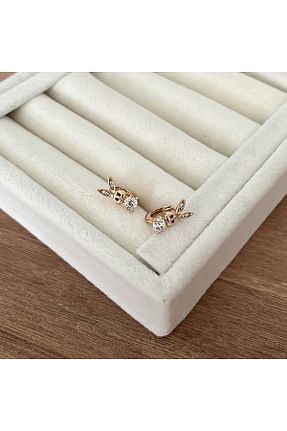 گوشواره استیل (فولاد) صورتی بچه گانه رودیوم ATELİER GİZEM - کد 872115230
