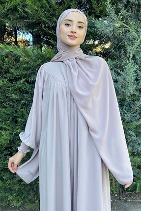 شال طوسی زنانه پنبه ای ASİLNUR - کد 872137608