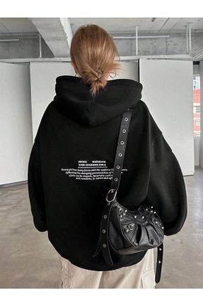 سوئیشرت مشکی زنانه چاپی Moda Glo - کد 872129782