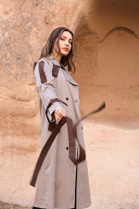 ترنچکت قهوه ای زنانه پنبه ای SahraAfra - کد 820028688