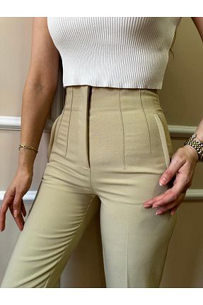 شلوار بژ زنانه پنبه ای Size Özgü - کد 872174892