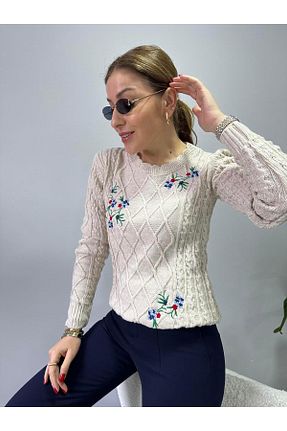 بلوز بژ زنانه گلدار Size Özgü - کد 872175063