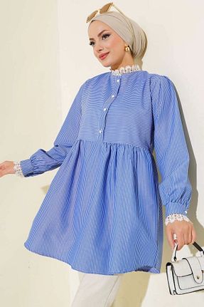 پیراهن آبی زنانه Relaxed DEFNECE BUTİK - کد 830343254