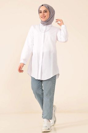 پیراهن حجاب سفید زنانه اورسایز Moda Gülay - کد 72402691