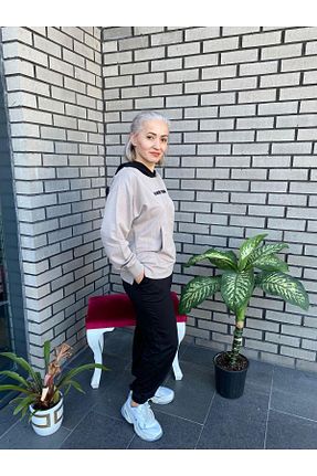 سوئیشرت بژ زنانه رگولار TOMMY LIFE - کد 870945435