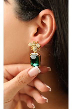 گوشواره جواهر طلائی زیرکن Alara Çetinkaya - کد 844295979