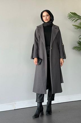 پالتو پشمی طوسی زنانه رگولار Vent - کد 872247689