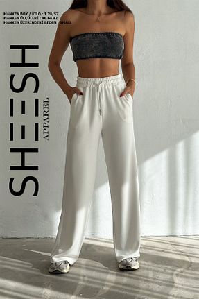 شلوار کرمگن سفید زنانه پاچه گشاد SHEESH APPAREL - کد 872257368