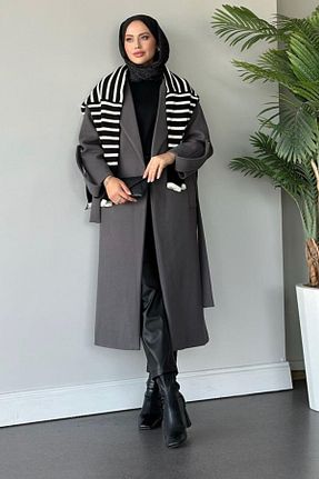 پالتو پشمی طوسی زنانه رگولار Vent - کد 872247689