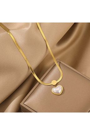 گردنبند استیل ( فولاد ) زرد زنانه استیل ضد زنگ Navilady - کد 872302802