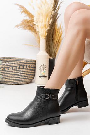 بوت / نیم بوت مشکی زنانه چرم خالص Dericalle shoes - کد 851467014