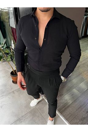 پیراهن مشکی مردانه رگولار Anılfashion - کد 872327742