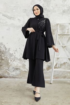 ست بالاتنه و پائین تنه حجاب مشکی زنانه رگولار VAVİNOR - کد 703406236