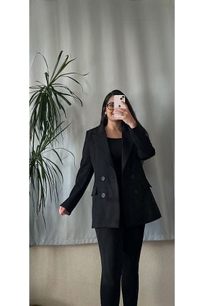کت بلیزر مشکی زنانه کرپ Cream Rouge - کد 872424926