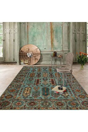 فرش فیروزه ای قابل شستشو The Rug Collective - کد 872473946