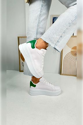 کفش اسنیکر سفید زنانه بند دار İmerShoes - کد 812598576