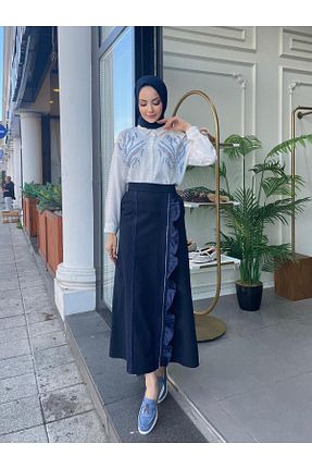 دامن سرمه ای زنانه جین Ghisa - کد 872426878