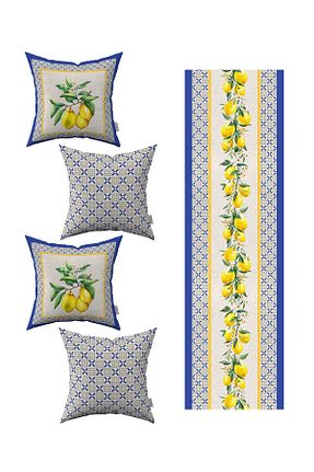 کوسن و روکش کوسن آبی پلی استر Cango Home - کد 366272981