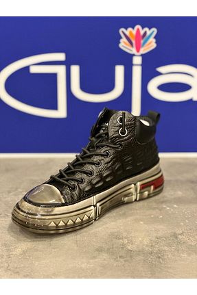 بوت / نیم بوت مشکی مردانه پاشنه ضخیم Guja - کد 872445698