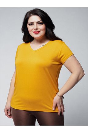 تیشرت سایز بزرگ زرد زنانه سایز بزرگ Ebsumu - کد 36897125