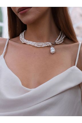 گردنبند جواهر طلائی زنانه مروارید Linya Jewellery - کد 872473253