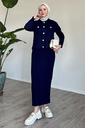 ست بالاتنه و پائین تنه حجاب سرمه ای زنانه رگولار InStyle - کد 872474863