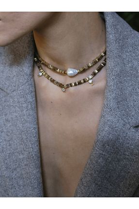 گردنبند جواهر طلائی زنانه مروارید Linya Jewellery - کد 872470545