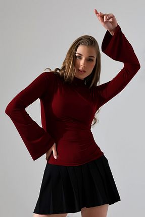 بلوز زرشکی زنانه ساده Butik Beyza - کد 872516992