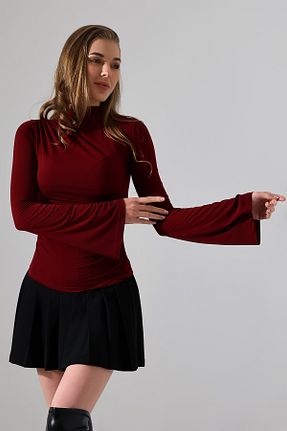 بلوز زرشکی زنانه ساده Butik Beyza - کد 872516992