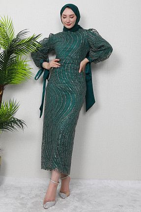 لباس مجلسی حجاب سبز زنانه رگولار GİZ AGİYİM - کد 872505240